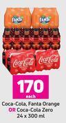 Game Coca cola, fanta orange or coca cola zero-24 x 300ml each offer