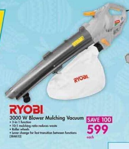 RYOBI 3000W Blower Mulching Vacuum 