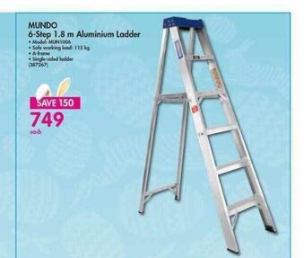 Makro Mundo 6-Step 1.8m Aluminium Ladder offer
