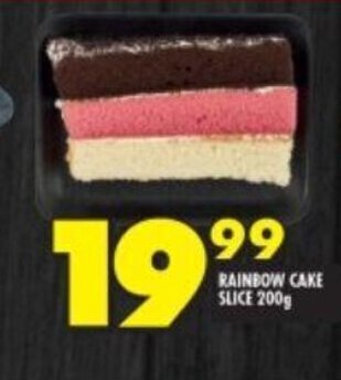 Shoprite RAINBOW CAKE SLICE 200g offer