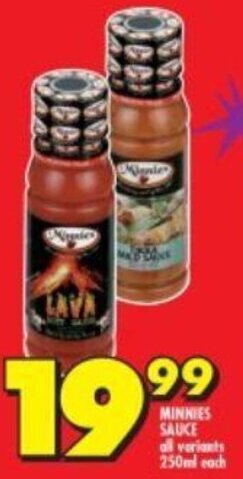 Shoprite MINNIES SAUCE all variants 250ml each offer