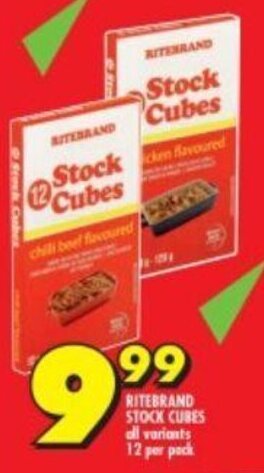 Shoprite RITEBRAND STOCK CUBES all variants 12 per pack offer