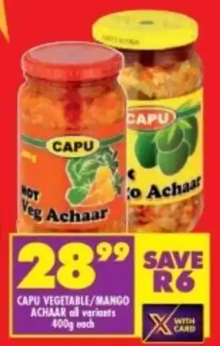 Shoprite CAPU VEGETABLE/MANGO ACHAAR all variants 400g each offer