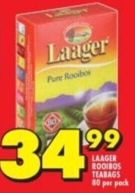 Shoprite LAAGER ROOIBOS TEABAGS 80 per pack offer