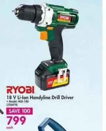 Makro RYOBI 18 V Li-Ion Handyline Drill Driver offer