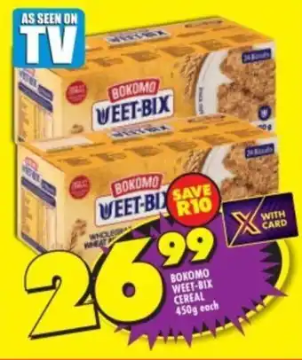 Shoprite BOKOMO WEET-BIX CEREAL 450g each offer