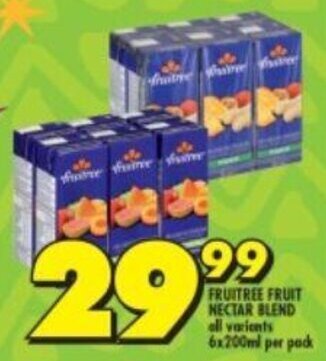 Shoprite FRUITREE FRUIT NECTAR BLEND all variants 6x200ml per pack offer