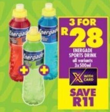 Shoprite ENERGADE SPORTS DRINK all variants 3x500ml offer