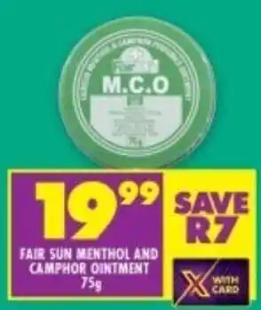 Shoprite FAIR SUN MENTHOL AND CAMPHOR OINTMENT 75g offer