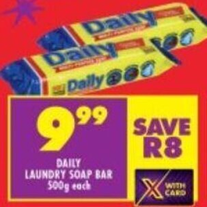 Shoprite DAILY LAUNDRY SOAP BAR 500g each offer