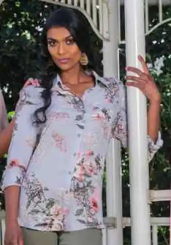 Makro Button Through Print Blouse - 425652 offer