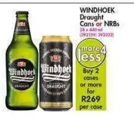 Makro Windhoek Draught Cans or NRBs offer