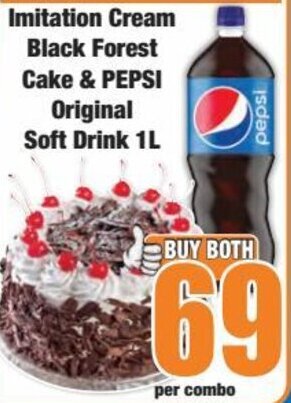 Boxer Imitation Cream Black Forest Cake & Pepsi Original Soft Drink 1L offer