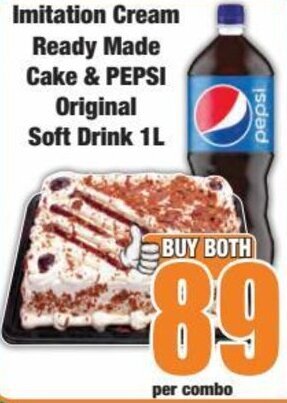 Boxer Imitation Cream Ready Made Cake & Pepsi Original Soft Drink 1L offer