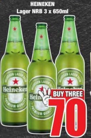 Boxer HEINEKEN Lager NRB 3 x 650ml offer