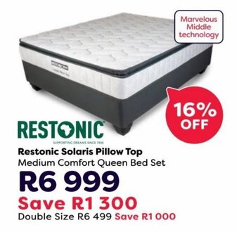 Restonic Solaris Pillow Top Medium Comfort Queen Bed Set