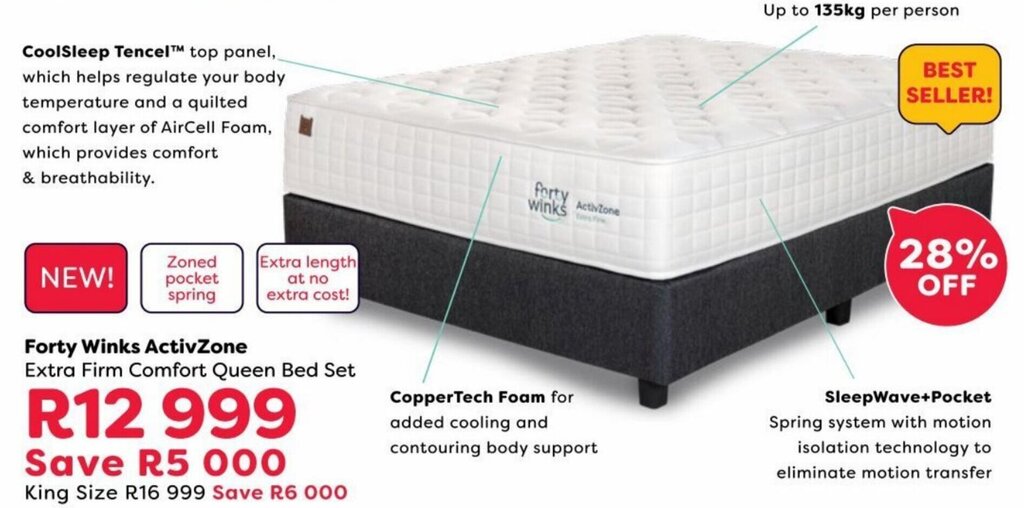 Forty Winks ActivZone Extra Firm Comfort Queen Bed Set offer at The Bed