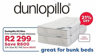 The Bed Store Dunlopillo GO Nino Firm Comfort Single Mattress offer