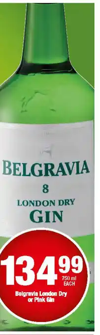 OK Liquor Belgravia London Dry or Pink Gin 750ml Each offer