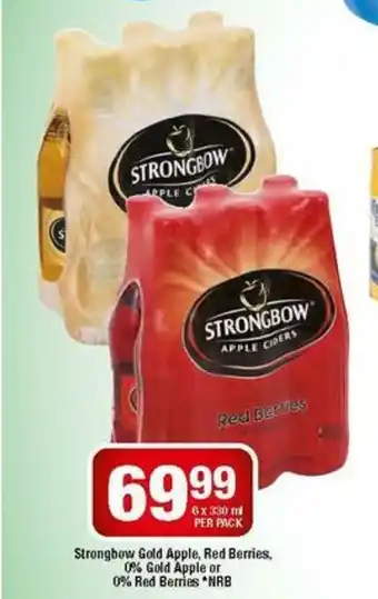 OK Liquor Strongbow Gold Apple, Red Berries, 0% Gold Apple or 0% Red Berries NRB 6x330ml per pack offer