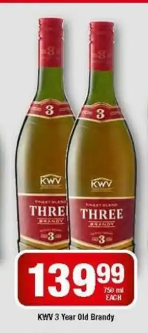 OK Liquor KWV 3 Year Old Brandy 750ml each offer