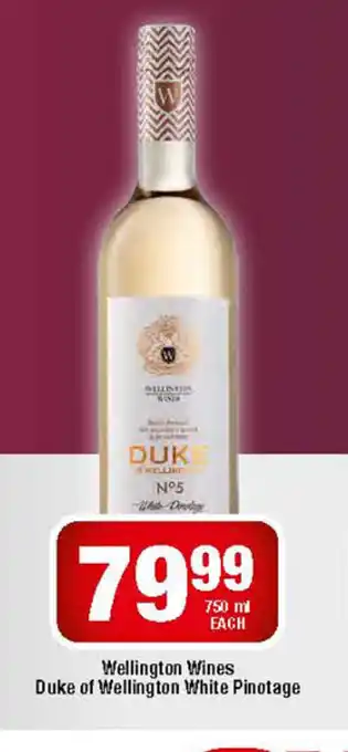 OK Liquor Wellington's Wines Duke or Wellington White Pinotage 750ml each offer