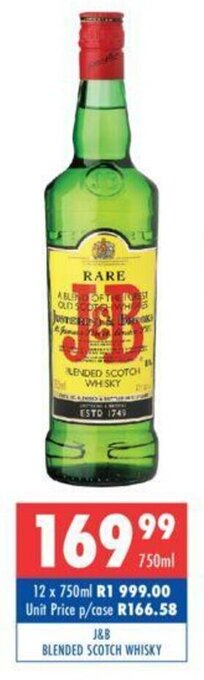 Ultra Liquors J&B Blended Scotch Whisky 750ml offer