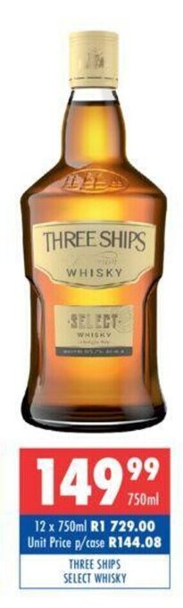 Ultra Liquors Three Ships Select Whisky 750ml offer