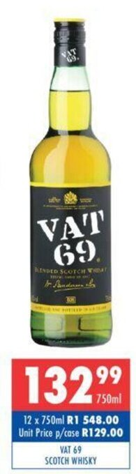 Ultra Liquors Vat 69 Scotch Whisky 750ml offer