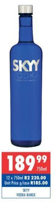 Ultra Liquors Skyy Vodka Range 750ml offer