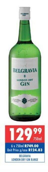 Ultra Liquors Belgravia London Dry Gin Range 750ml offer
