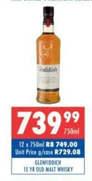 Ultra Liquors Glenfiddich 15 YR OLD Malt Whisky 750ml offer
