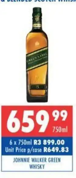 Ultra Liquors Johnnie Walker Green Whisky 750ml offer