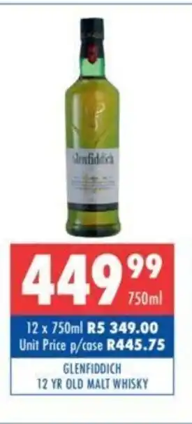 Ultra Liquors Glenfiddich 12 YR Old Malt Whisky 750ml offer
