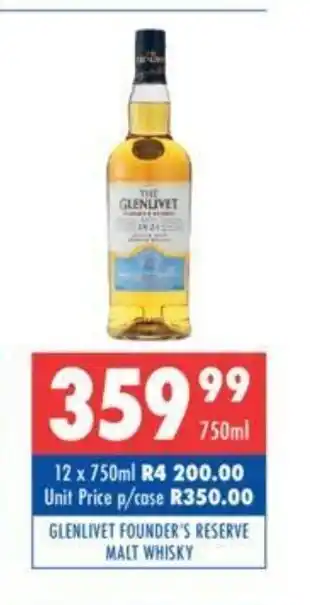 Ultra Liquors Glenlivet Founder's Reserve Malt Whisky 750ml offer
