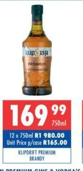 Ultra Liquors Klipdrift Premium Brandy 750ml offer