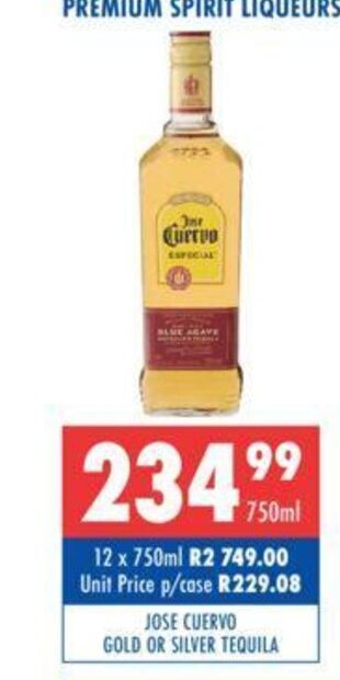 Jose Cuervo Gold or Silver Tequila 750ml