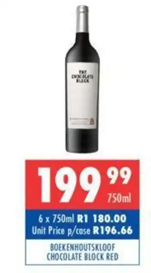 Ultra Liquors Boekenhoutskloof Chocolate Block Red 750ml offer
