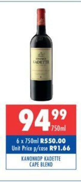Ultra Liquors Kanonkop Kadette Cape Blend 750ml offer