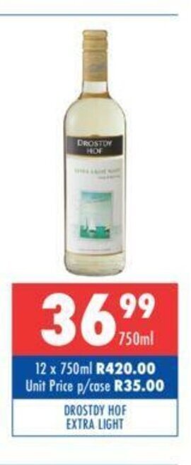 Ultra Liquors Drostdy HOF Extra Light 750ml offer