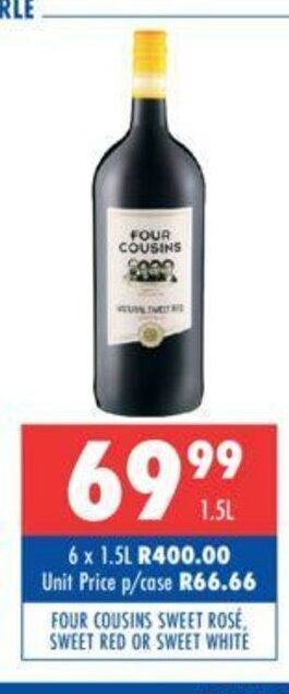 Four Cousins Sweet Rose, Sweet Red or Sweet White 1.5L
