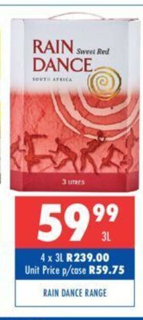 Ultra Liquors Rain Dance Range 3L offer