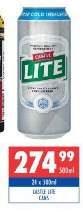 Ultra Liquors Castle Lite Cans 24 x 500ml offer