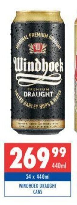 Ultra Liquors Windhoek Draught Cans 24 x 440ml offer