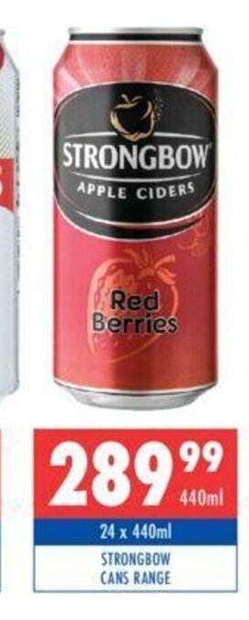 Ultra Liquors Strongbow Cans Range 24 x 440ml offer