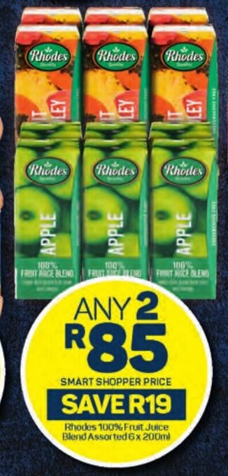 Pick n Pay Rhodes 100% Fruit Juice Blend Assorted 6x 200ml offer