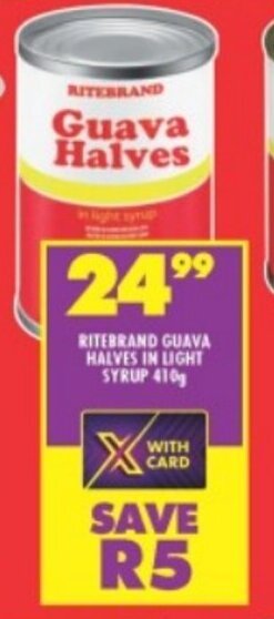 Shoprite RITEBRAND GUAVA HALVES IN LIGHT SYRUP 410g offer