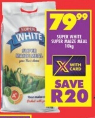 Shoprite SUPER WHITE SUPER MAIZE MEAL 10kg offer