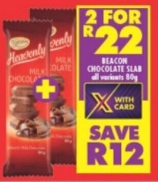 Shoprite BEACON CHOCOLATE SLAB all variants 80g offer