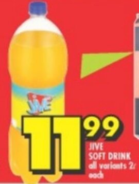Shoprite JIVE SOFT DRINK all variants 2L each offer